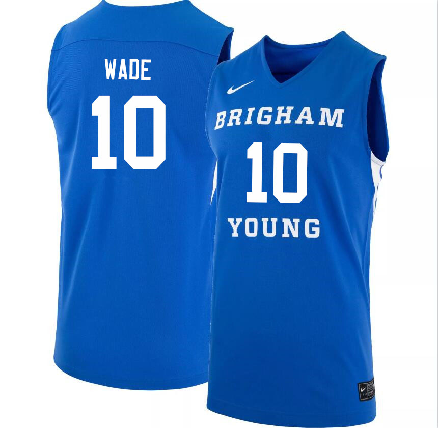 Men #10 Jesse Wade BYU Cougars College Basketball Jerseys Sale-Light Blue